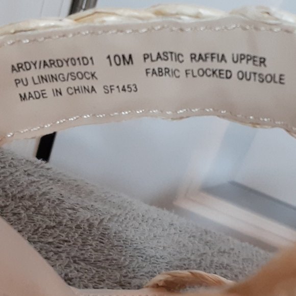 Steven New York Raffia Wedge Sandals Slide Cream Vacation Heels - Picture 8 of 12